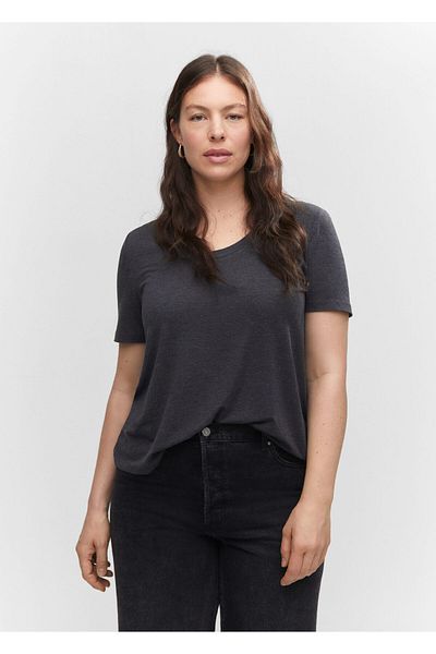 MANGO Dark Gray Women's T-Shirt -57110256