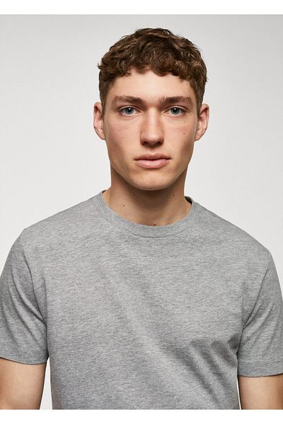 MANGO Ανδρικό T-Shirt57140797 - Μεταλλικό Γκρι