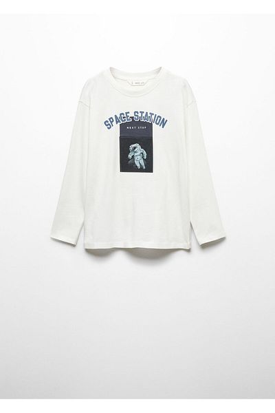 MANGO Woman Chlapecké bílé tričko s dlouhým rukávem - 57057732