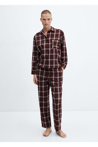 MANGO Pantaloni de pijama de damă roșu închis -57057743