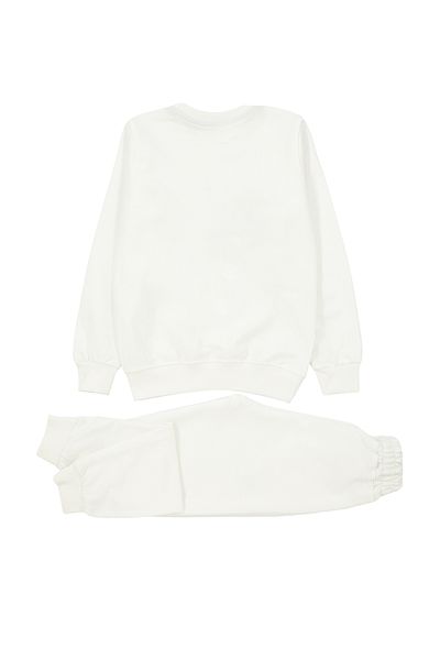 TRENDYOLKIDS Anzug Für Mädchen, Ecru, Saisonal, Mit Teddybär-muster, Tkdaw25au00027.