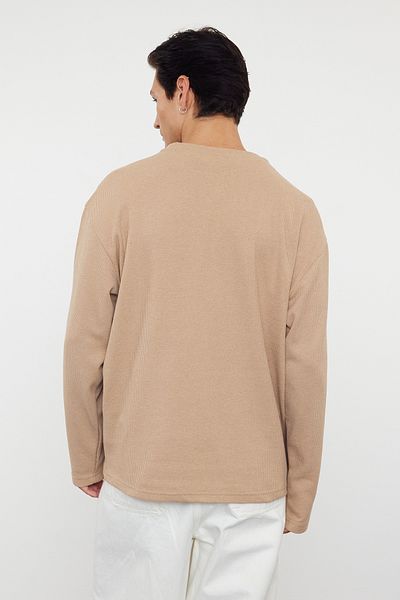 Trendyol Collection Голяма тениска с кръгло деколте и детайлни шевове в цвят кафяво - Tmnaw23Ts00022