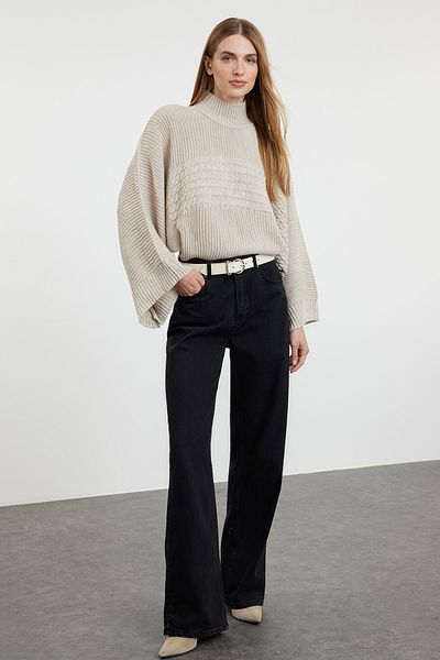 Trendyol Collection Pulover de bază pentru tricotaje cu piatră - cu detaliu de împletitură de păr TWOAW25KZ00258
