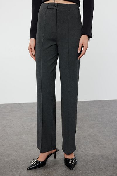 Trendyol Collection Anthracite Straight Cut Ribbed Woven Fabric Trousers - Twoaw25Pl00021