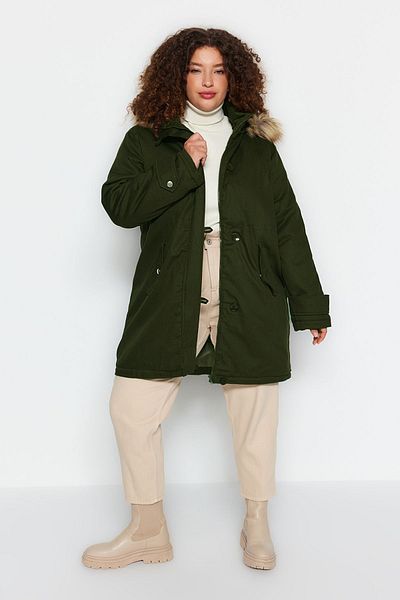 Khaki jacket women's plus size top