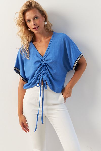Cool & Sexy Bluză pentru femei Indigo - Adunată în față, XL2039