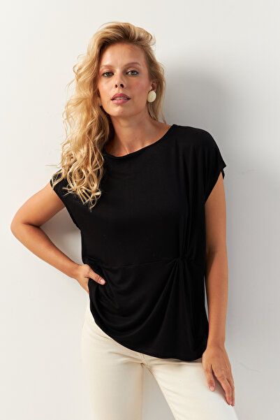 Cool & Sexy Black Knotted Women's Blouse - AYD348