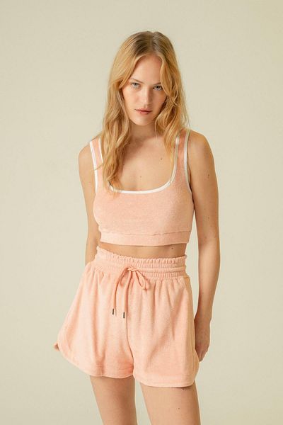 Rue Studio Crop Top με λουράκι σε χρώμα πούδρας - Σχέδιο πετσετών