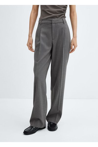 MANGO Woman Straight-cut grizzled pants