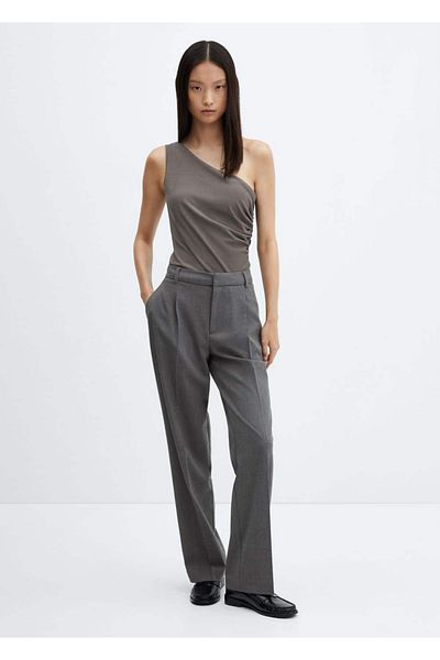 MANGO Woman Straight-cut grizzled pants