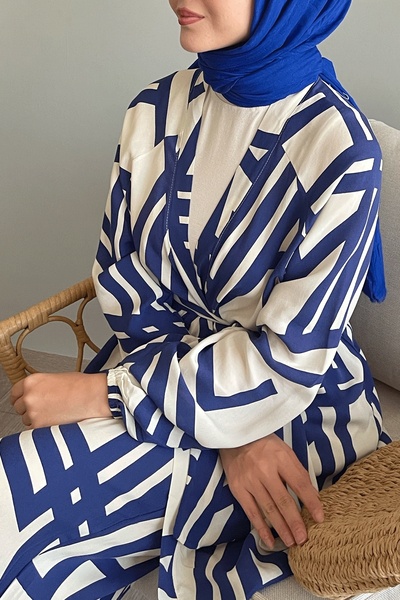 InStyle Modrá viskózová dvojitá sada - proužek