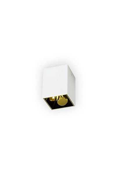 LIGHTMORE Surface Mounted Square Spot Luminaire, Gu10 Lampholder, White Exterior, Gold Inner Coating Luminaire