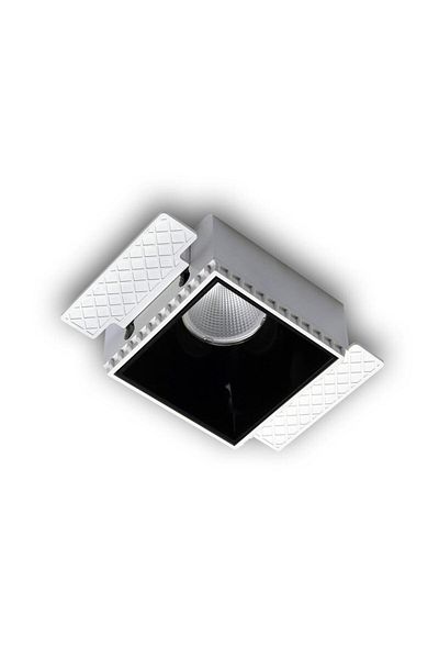 LIGHTMORE Square Flush Mount Trimless Luminaire, Gu10 Lampholder, White Frame, Copper Inner Coating Trimless