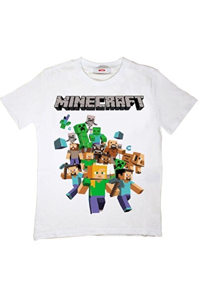 MINECRAFT Λευκό Unisex παιδικό μπλουζάκι