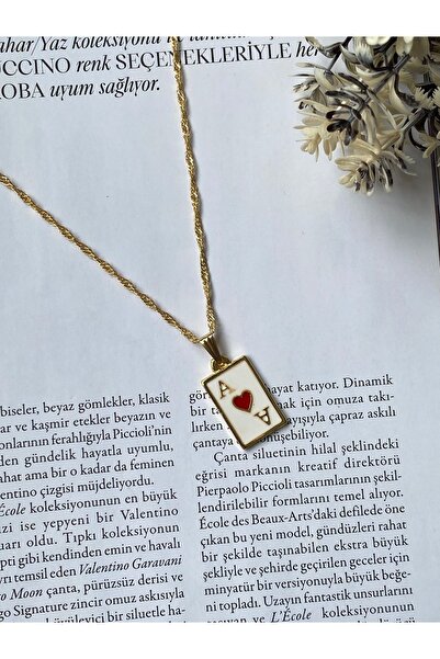 Fiamoss Kadın Altın Kaplama Kupa As Kolye Tarot Kart Kolye