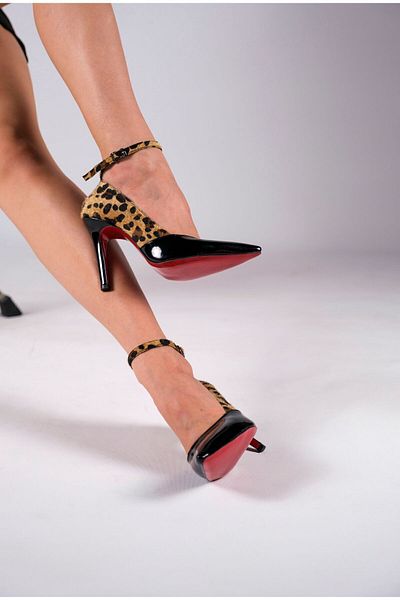 Ayakkabı Ateşi Leopard Patterned Black Patent Leather Stiletto - Women's Thin Heeled Shoes