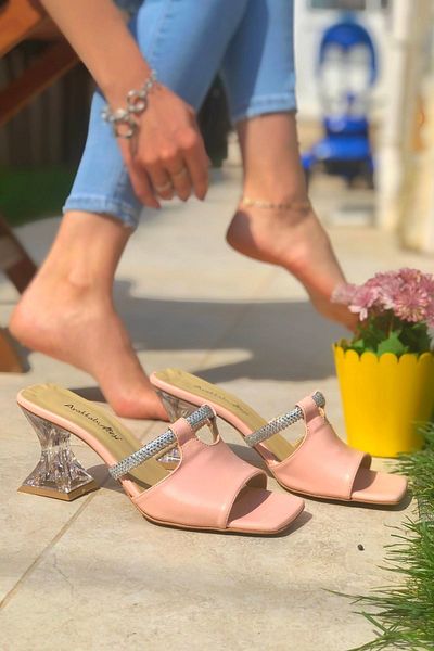 Ayakkabı Ateşi Pantofi cu toc de damă Powder Skin Stone Transparenti