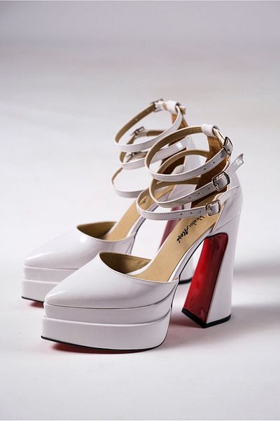 Ayakkabı Ateşi White Patent Leather Double Platform Special Design Women's Shoes Auris