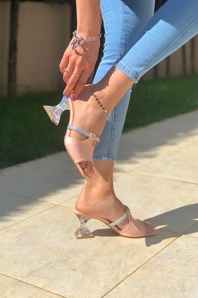 Ayakkabı Ateşi Pantofi cu toc de damă Powder Skin Stone Transparenti