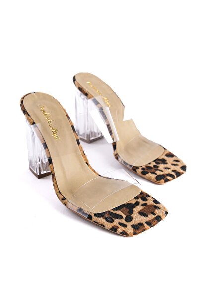 Ayakkabı Ateşi Леопардови прозрачни дамски прозрачни обувки на ток