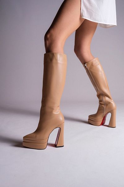 Ayakkabı Ateşi Γυναικείες μπότες με ψηλό τακούνι Jolly Skin Skin Double Platform Design