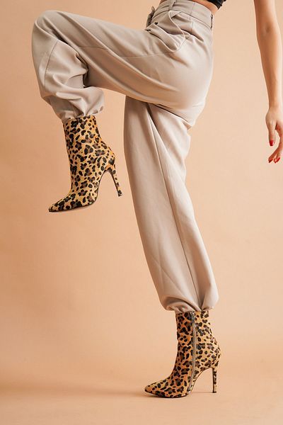 Ayakkabı Ateşi Γυναικείες μπότες με τακούνι Halden Leopard