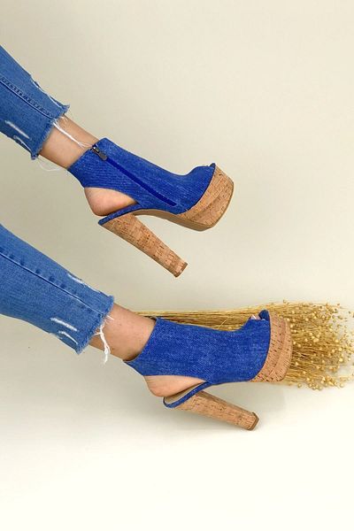 Ayakkabı Ateşi Pantofi cu platformă pentru femei Mantara Denim Tonya