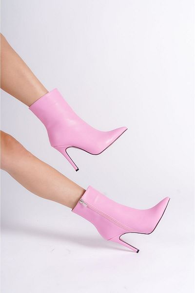 Ayakkabı Ateşi Γυναικείες μπότες Togi με λεπτό τακούνι Pink Skin Stiletto