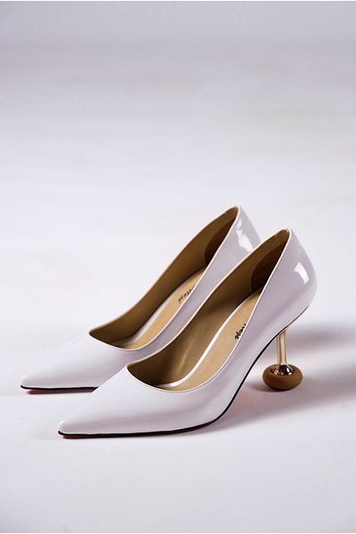 Ayakkabı Ateşi White Patent Leather Women's Special Design Heeled Shoes Stiletto Renate