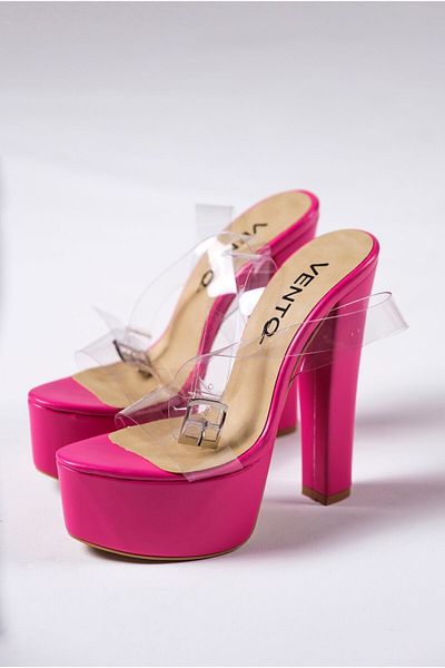 Ayakkabı Ateşi Piele fucsia - pantofi de damă cu toc înalt transparent Helen