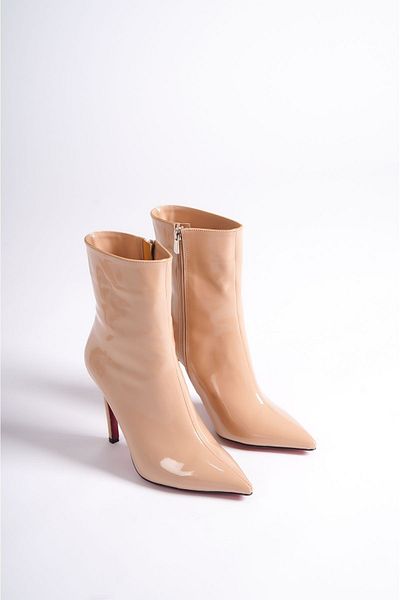 Ayakkabı Ateşi Γυμνό λουστρίνι Stiletto με λεπτό τακούνι Γυναικείες μπότες Togi