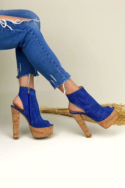 Ayakkabı Ateşi Pantofi cu platformă pentru femei Mantara Denim Tonya