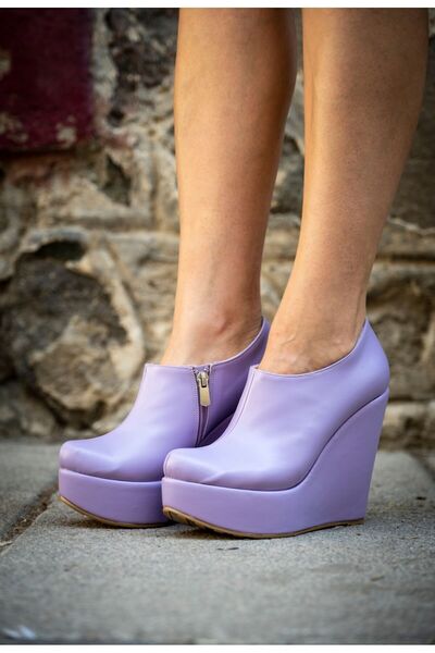 Ayakkabı Ateşi Abaco Lila Cilt Dolgu Topuklu Kadın Bot