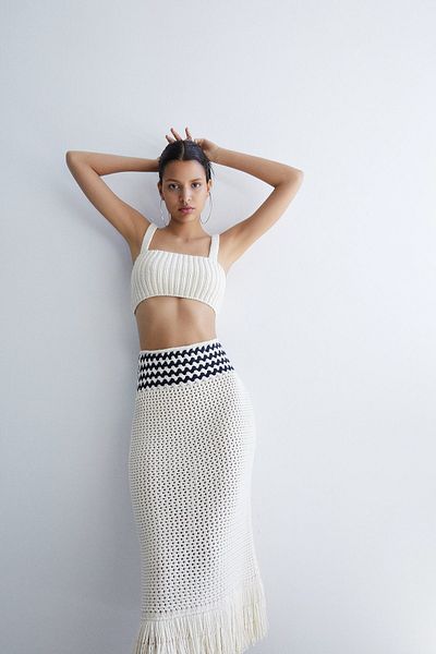 Rue Studio Πλεκτό Ecru Crop Top