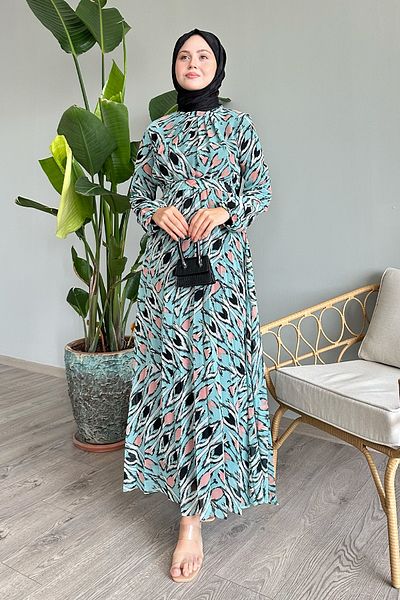 InStyle Mint Chiffon Dress - Abstract Brush Pattern