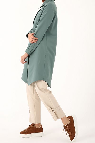 ALLDAY Pastellgrüne Plus-Size-Basic-Hemd-Tunika