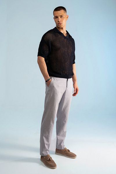 redowl Straight Leg Comfortable Fit Linen Trousers