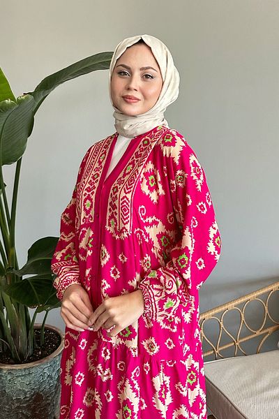 InStyle Ethnisches Kleid aus Viskose in Fuchsia