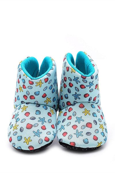 First Step Mint Green Seashell Digital Printed Home Boots-f-825