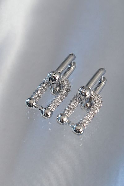 REBORN DESIGN 316L SteeL - Zircon Stone DeTaiLed Model Earrings