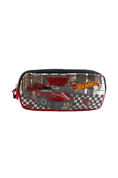WİGGLE Wiggle Hot Wheels Κόκκινη παιδική υφασμάτινη τσάντα μολυβιών - Σχολική μολυβοθήκη διπλής θήκης