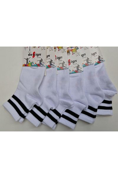 Design Socks Unisex Παιδικές κάλτσες λευκές ριγέ μποτάκια