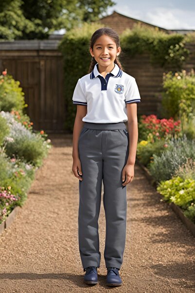 YAKAMEL Gri Çocuk Okul Pantolonu İlkokul ve Ortaokul Ribana Bel likrasız