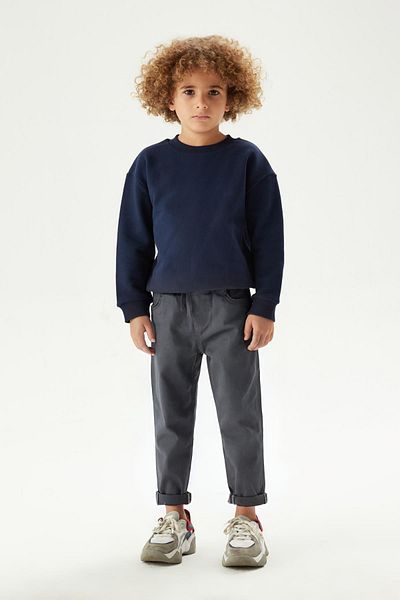 YAKAMEL Comfortable School Pants with Smoked Pockets and Waist Elastics for Kids