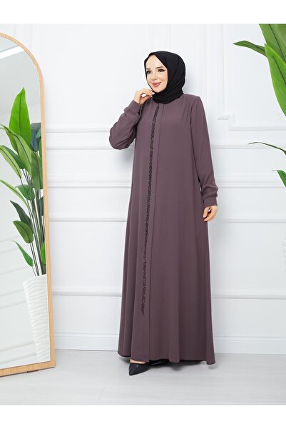 Zeynep Tesettür Dilruba Abaya Ferace - Vizon