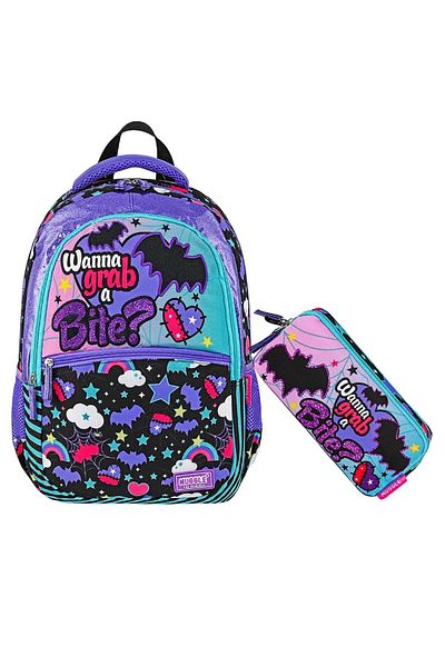 MUGGLE GothicGirl3 Compartment School Backpack and Pen Holder Set