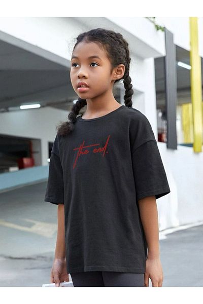 VASK Children's Oversize Unisex The End Cotton Crew Neck T-Shirt