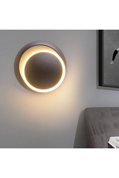 fullreyon Siyah Alüminyum Kasa, Elektrikle Çalışır, 6 Watt, Günışığı,  Yatakbaşı Aplik Modern Gece Lambası