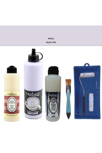Cadence Banyo Mutfak Boyası-Cadence Multi H-031 Açık Lila 500Ml Pya250Ml Taş Vernik Mat 250Ml Saten Rulo