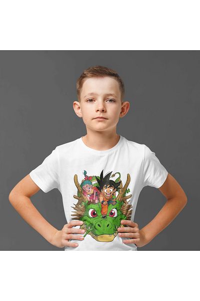 MAGORS Dragonballz Goku Printed - Tricou pentru copii din bumbac cu decolteu